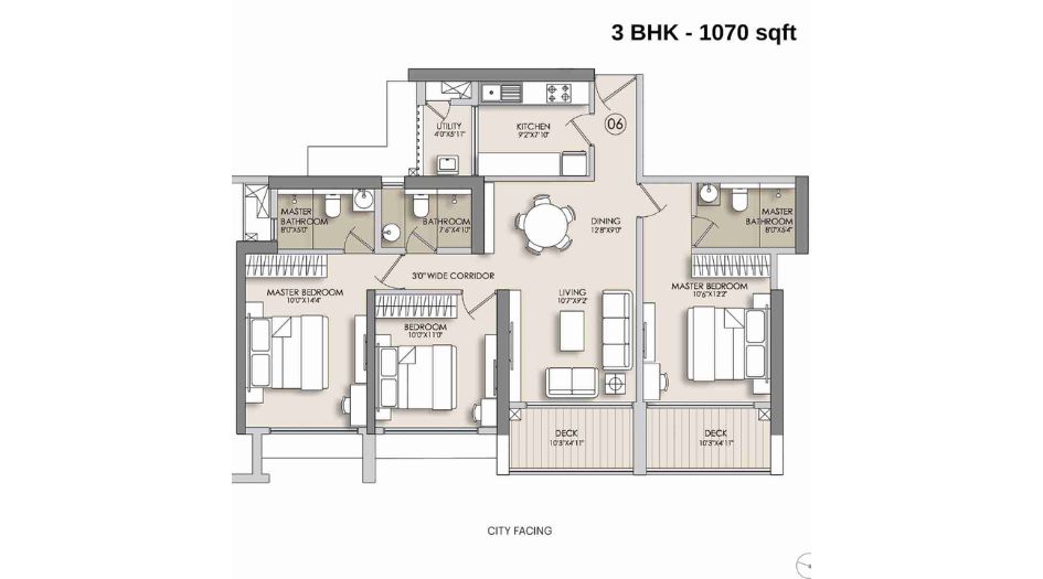 Narang-Privado-Floor-Plan-B-3-BHK-1070-sqft