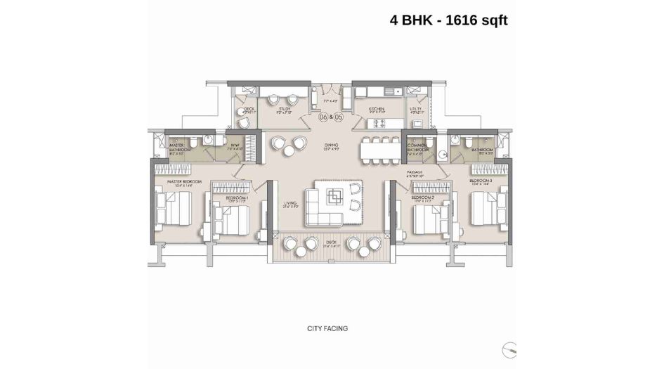 Narang-Privado-Floor-Plan-B-4-BHK-Elite-1616-sqft